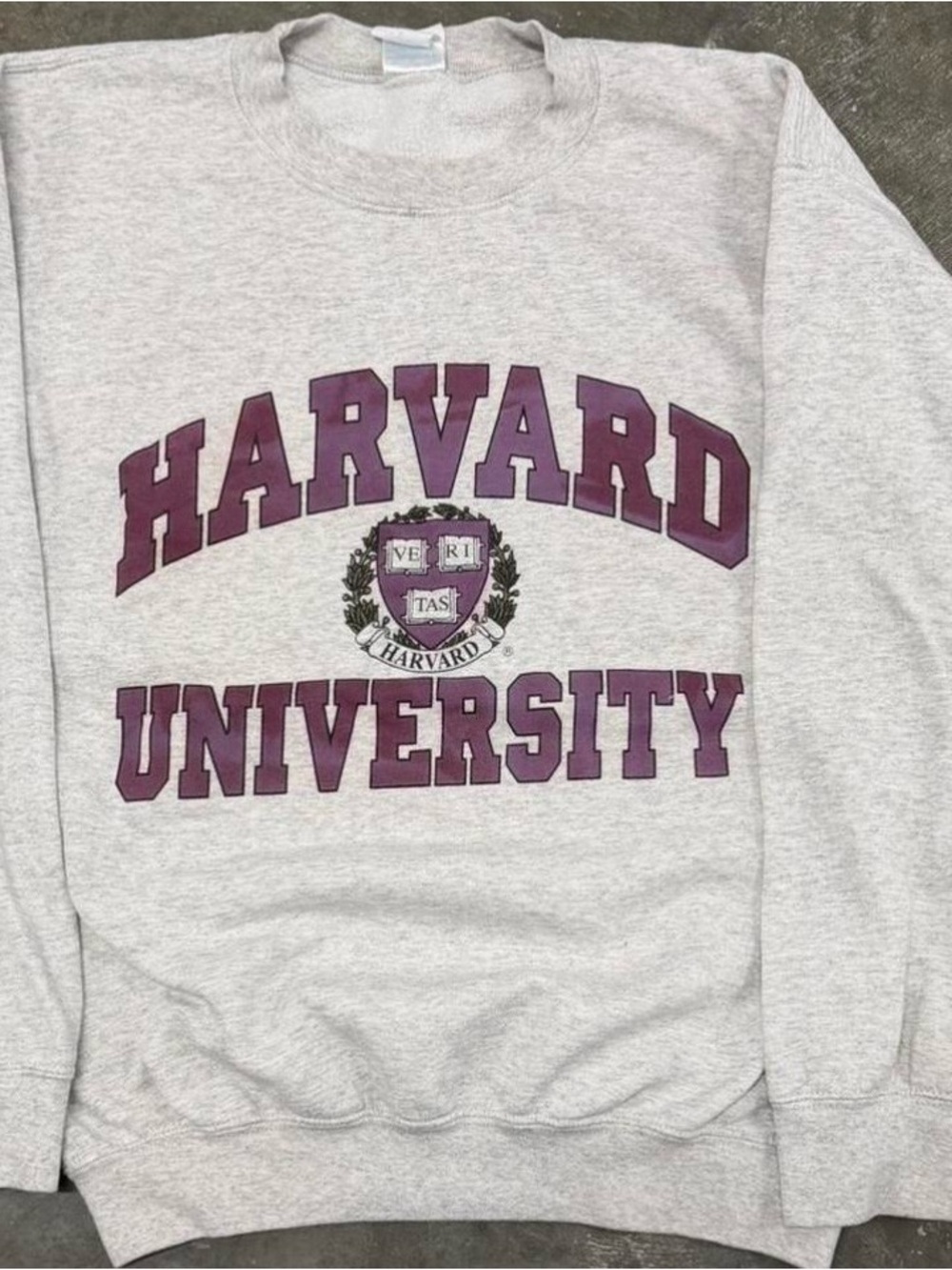 Vintage Harvard University Gray Crewneck Sweatshirt with Maroon Logo